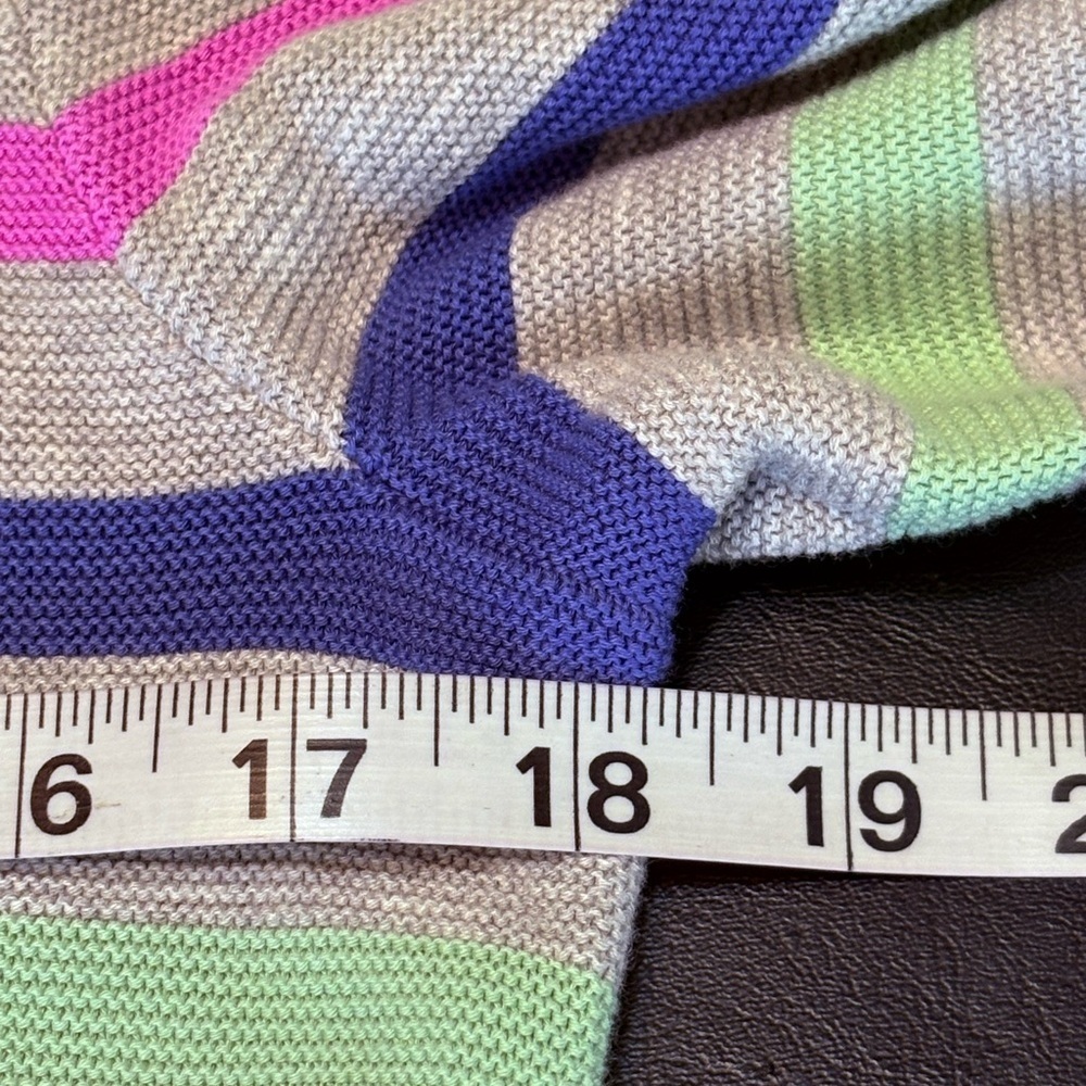 Talbots Gray Sweater Colorful Stripes Faux Buttoned Sleeve Women's Small NWT - Picture 3 of 11